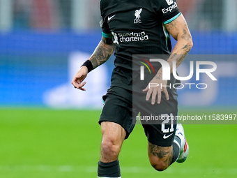 Kostas Tsimikas of Liverpool FC during the UEFA Champions League 2024/25 League Phase MD1 match between AC Milan and Liverpool FC at Stadio...