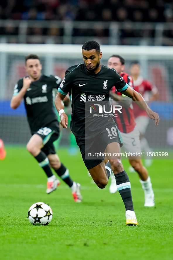 Cody Gakpo of Liverpool FC during the UEFA Champions League 2024/25 League Phase MD1 match between AC Milan and Liverpool FC at Stadio San S...