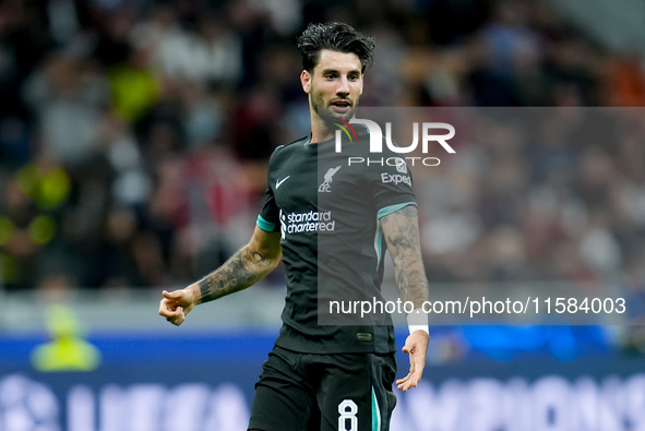 Dominik Szoboszlai of Liverpool FC looks on during the UEFA Champions League 2024/25 League Phase MD1 match between AC Milan and Liverpool F...