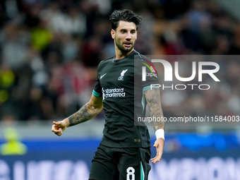 Dominik Szoboszlai of Liverpool FC looks on during the UEFA Champions League 2024/25 League Phase MD1 match between AC Milan and Liverpool F...