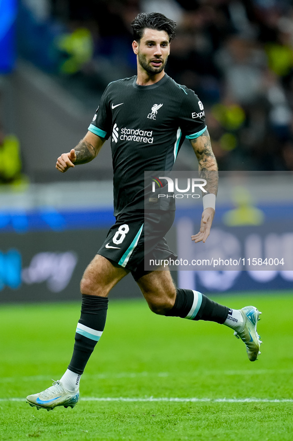 Dominik Szoboszlai of Liverpool FC during the UEFA Champions League 2024/25 League Phase MD1 match between AC Milan and Liverpool FC at Stad...