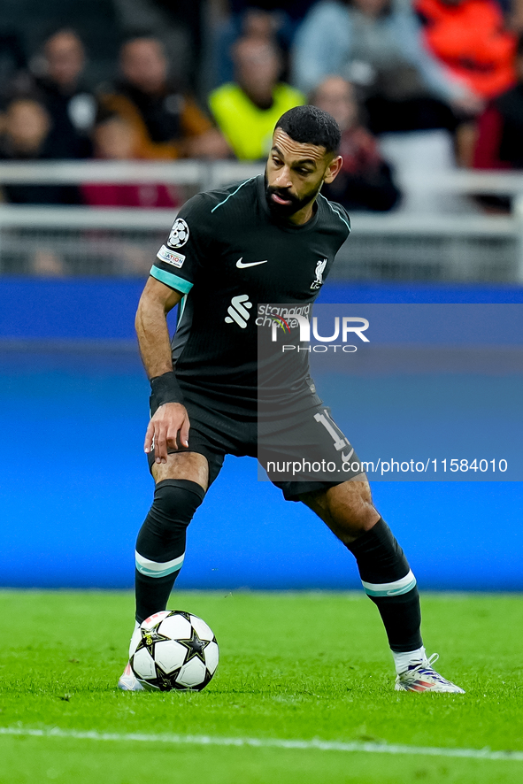 Mohamed Salah of Liverpool FC during the UEFA Champions League 2024/25 League Phase MD1 match between AC Milan and Liverpool FC at Stadio Sa...