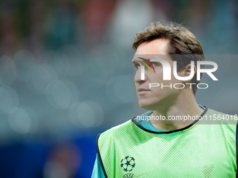 Federico Chiesa of Liverpool FC looks on during the UEFA Champions League 2024/25 League Phase MD1 match between AC Milan and Liverpool FC a...