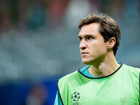 Federico Chiesa of Liverpool FC looks on during the UEFA Champions League 2024/25 League Phase MD1 match between AC Milan and Liverpool FC a...