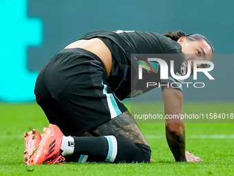 Darwin Nunez of Liverpool FC reacts during the UEFA Champions League 2024/25 League Phase MD1 match between AC Milan and Liverpool FC at Sta...