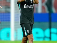 Trent Alexander-Arnold of Liverpool FC applauds during the UEFA Champions League 2024/25 League Phase MD1 match between AC Milan and Liverpo...