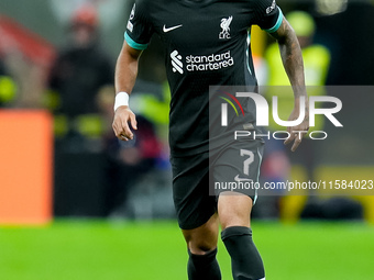 Luis Diaz of Liverpool FC during the UEFA Champions League 2024/25 League Phase MD1 match between AC Milan and Liverpool FC at Stadio San Si...