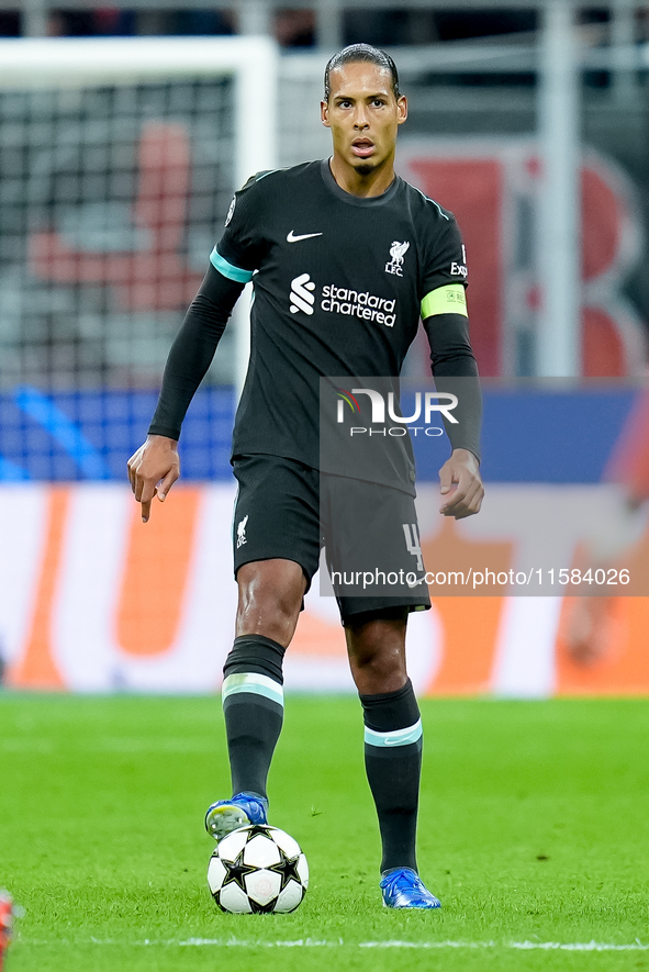 Virgil van Dijk of Liverpool FC during the UEFA Champions League 2024/25 League Phase MD1 match between AC Milan and Liverpool FC at Stadio...