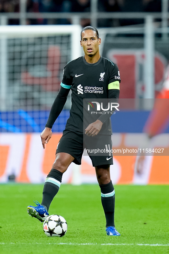 Virgil van Dijk of Liverpool FC during the UEFA Champions League 2024/25 League Phase MD1 match between AC Milan and Liverpool FC at Stadio...