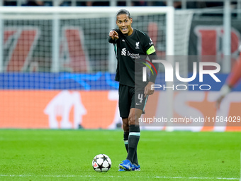 Virgil van Dijk of Liverpool FC during the UEFA Champions League 2024/25 League Phase MD1 match between AC Milan and Liverpool FC at Stadio...