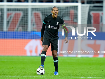 Virgil van Dijk of Liverpool FC during the UEFA Champions League 2024/25 League Phase MD1 match between AC Milan and Liverpool FC at Stadio...