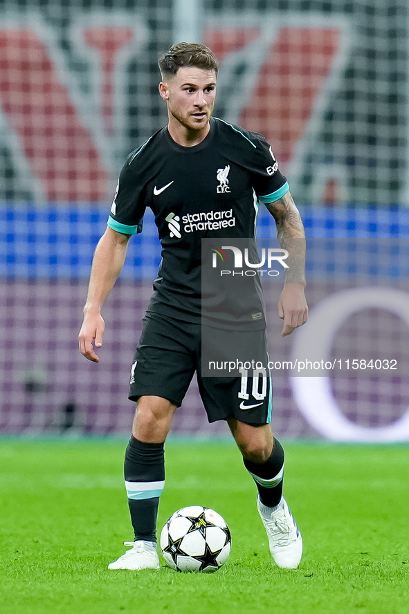 Alexis Mac Allister of Liverpool FC during the UEFA Champions League 2024/25 League Phase MD1 match between AC Milan and Liverpool FC at Sta...