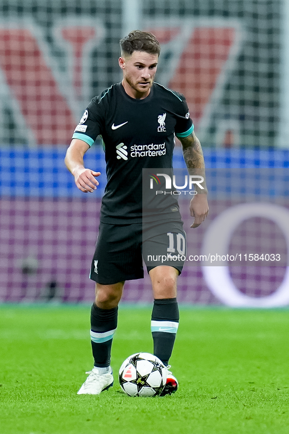 Alexis Mac Allister of Liverpool FC during the UEFA Champions League 2024/25 League Phase MD1 match between AC Milan and Liverpool FC at Sta...