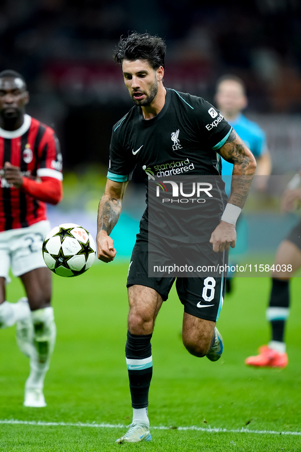 Dominik Szoboszlai of Liverpool FC during the UEFA Champions League 2024/25 League Phase MD1 match between AC Milan and Liverpool FC at Stad...