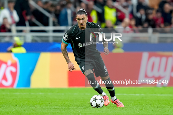 Darwin Nunez of Liverpool FC during the UEFA Champions League 2024/25 League Phase MD1 match between AC Milan and Liverpool FC at Stadio San...