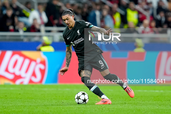 Darwin Nunez of Liverpool FC during the UEFA Champions League 2024/25 League Phase MD1 match between AC Milan and Liverpool FC at Stadio San...