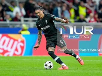 Darwin Nunez of Liverpool FC during the UEFA Champions League 2024/25 League Phase MD1 match between AC Milan and Liverpool FC at Stadio San...