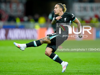 Kostas Tsimikas of Liverpool FC during the UEFA Champions League 2024/25 League Phase MD1 match between AC Milan and Liverpool FC at Stadio...