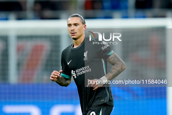 Darwin Nunez of Liverpool FC looks on during the UEFA Champions League 2024/25 League Phase MD1 match between AC Milan and Liverpool FC at S...