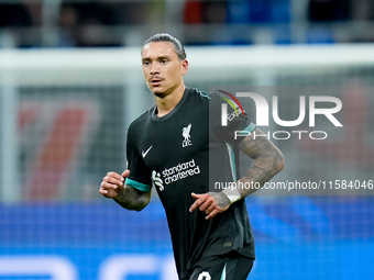 Darwin Nunez of Liverpool FC looks on during the UEFA Champions League 2024/25 League Phase MD1 match between AC Milan and Liverpool FC at S...