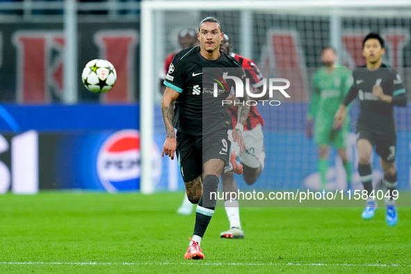 Darwin Nunez of Liverpool FC during the UEFA Champions League 2024/25 League Phase MD1 match between AC Milan and Liverpool FC at Stadio San...