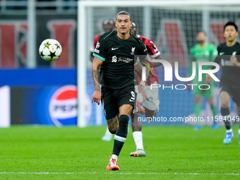 Darwin Nunez of Liverpool FC during the UEFA Champions League 2024/25 League Phase MD1 match between AC Milan and Liverpool FC at Stadio San...