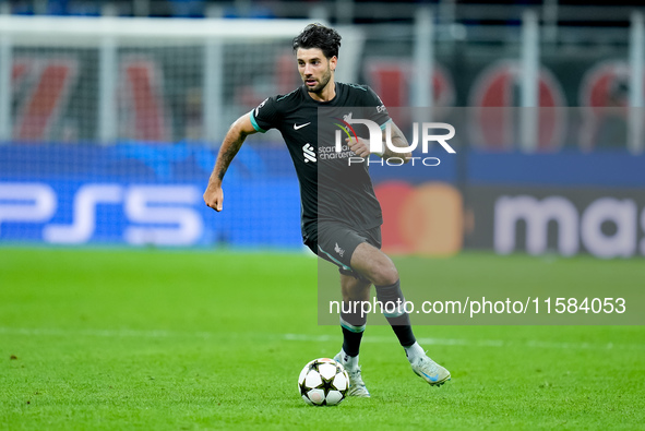 Dominik Szoboszlai of Liverpool FC during the UEFA Champions League 2024/25 League Phase MD1 match between AC Milan and Liverpool FC at Stad...