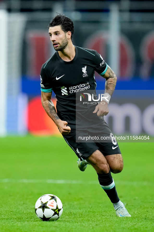 Dominik Szoboszlai of Liverpool FC during the UEFA Champions League 2024/25 League Phase MD1 match between AC Milan and Liverpool FC at Stad...