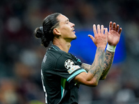 Darwin Nunez of Liverpool FC looks dejected during the UEFA Champions League 2024/25 League Phase MD1 match between AC Milan and Liverpool F...