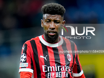 Emerson Royal of AC Milan looks on during the UEFA Champions League 2024/25 League Phase MD1 match between AC Milan and Liverpool FC at Stad...