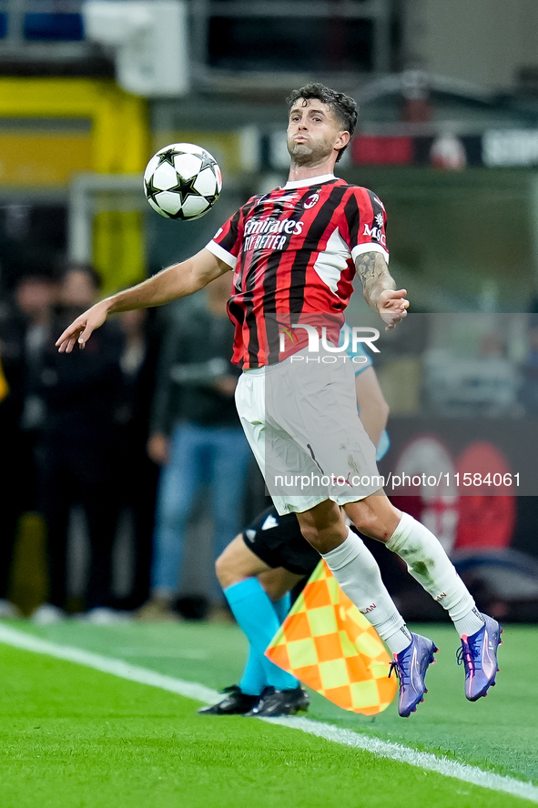 Christian Pulisic of AC Milan during the UEFA Champions League 2024/25 League Phase MD1 match between AC Milan and Liverpool FC at Stadio Sa...