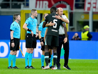 Arne Slot head coach of Liverpool FC and Ibrahima Konate' of Liverpool FC during the UEFA Champions League 2024/25 League Phase MD1 match be...