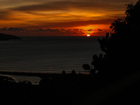 See the sunset at Palangpang Beach in Sukabumi, West Java, Indonesia, on September 18, 2019. (