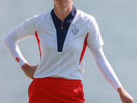 GAINESVILLE, VIRGINIA - SEPTEMBER 15: Sarah Schmelzel of the United States waits on the 18th green at the conclusion of the Solheim Cup at R...