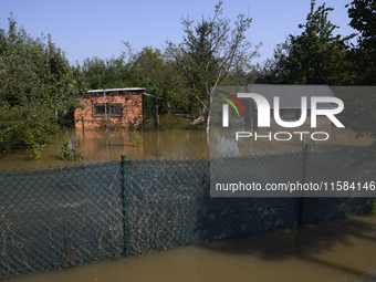 Social gardens are submerged in floodwaters in Wroclaw, Poland, on September 18, 2024. The government outlines a reconstruction plan once th...