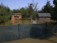 Social gardens are submerged in floodwaters in Wroclaw, Poland, on September 18, 2024. The government outlines a reconstruction plan once th...