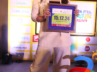 Actress Koushani Mukherjee attends the Tata Steel World 25K Kolkata Meet the Press in Kolkata, India, on September 18, 2024. (