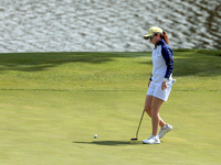 GAINESVILLE, VIRGINIA - SEPTEMBER 15: Leona Maguire of Team Europe prepares to putt on hole 11 during the final round of the Solheim Cup at...