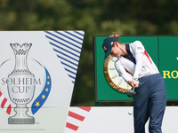 GAINESVILLE, VIRGINIA - SEPTEMBER 15: Sarah Schmelzel of the United States hits from the 12th tee during the final round of the Solheim Cup...