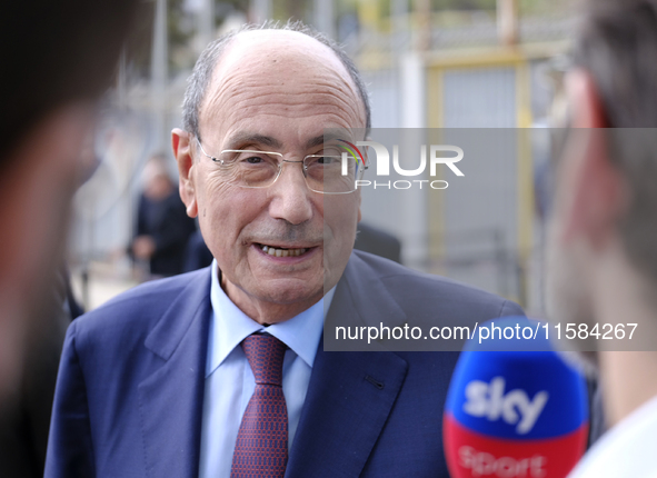 Renato Schifani  at the Barbera Stadium which host the funeral chapel for Toto Schillaci, who dies this morning at the Civico hospital in Pa...