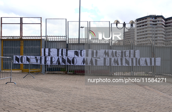   at the Barbera Stadium which host the funeral chapel for Toto Schillaci, who dies this morning at the Civico hospital in Palermo, on Septe...