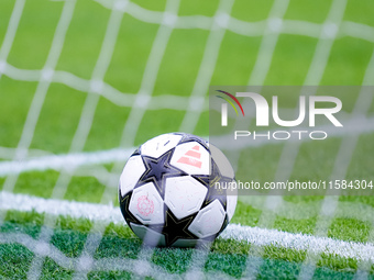 Official UEFA Champions League match ball during the UEFA Champions League 2024/25 League Phase MD1 match between AC Milan and Liverpool FC...