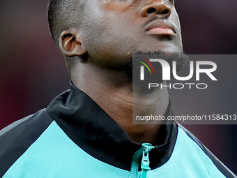 Ibrahima Konate' of Liverpool FC looks on during the UEFA Champions League 2024/25 League Phase MD1 match between AC Milan and Liverpool FC...