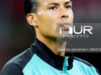 Virgil van Dijk of Liverpool FC looks on during the UEFA Champions League 2024/25 League Phase MD1 match between AC Milan and Liverpool FC a...