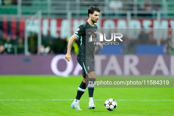 Dominik Szoboszlai of Liverpool FC during the UEFA Champions League 2024/25 League Phase MD1 match between AC Milan and Liverpool FC at Stad...