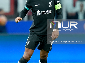 Virgil van Dijk of Liverpool FC during the UEFA Champions League 2024/25 League Phase MD1 match between AC Milan and Liverpool FC at Stadio...