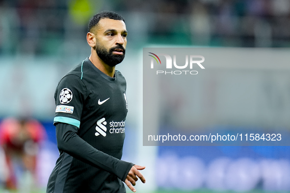 Mohamed Salah of Liverpool FC looks on during the UEFA Champions League 2024/25 League Phase MD1 match between AC Milan and Liverpool FC at...