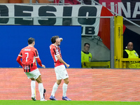 Christian Pulisic of AC Milan celebrates after scoring first goal during the UEFA Champions League 2024/25 League Phase MD1 match between AC...