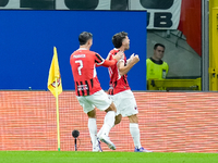 Christian Pulisic of AC Milan celebrates after scoring first goal during the UEFA Champions League 2024/25 League Phase MD1 match between AC...