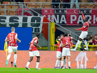 Christian Pulisic of AC Milan celebrates after scoring first goal during the UEFA Champions League 2024/25 League Phase MD1 match between AC...